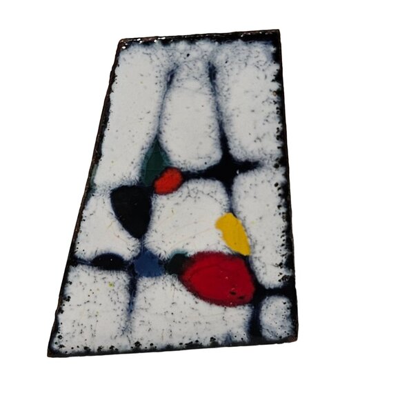 Vintage Mid Century Modern Abstract Art Deco Enamel Clip On Earrings Geometric - Picture 3 of 5